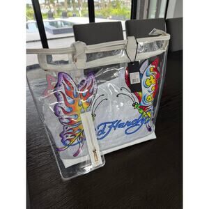 Ed Hardy Clear Butterfly Tote Bag